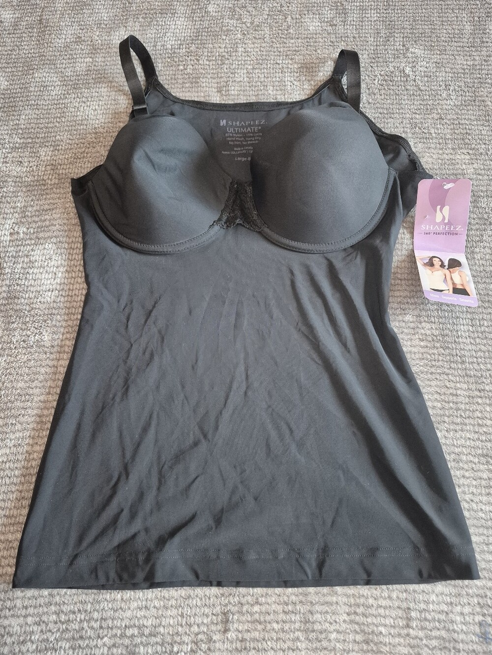 Shapeez Ultimate 360 Perfection Black Shapewear Tank Top L Large-B, NWT